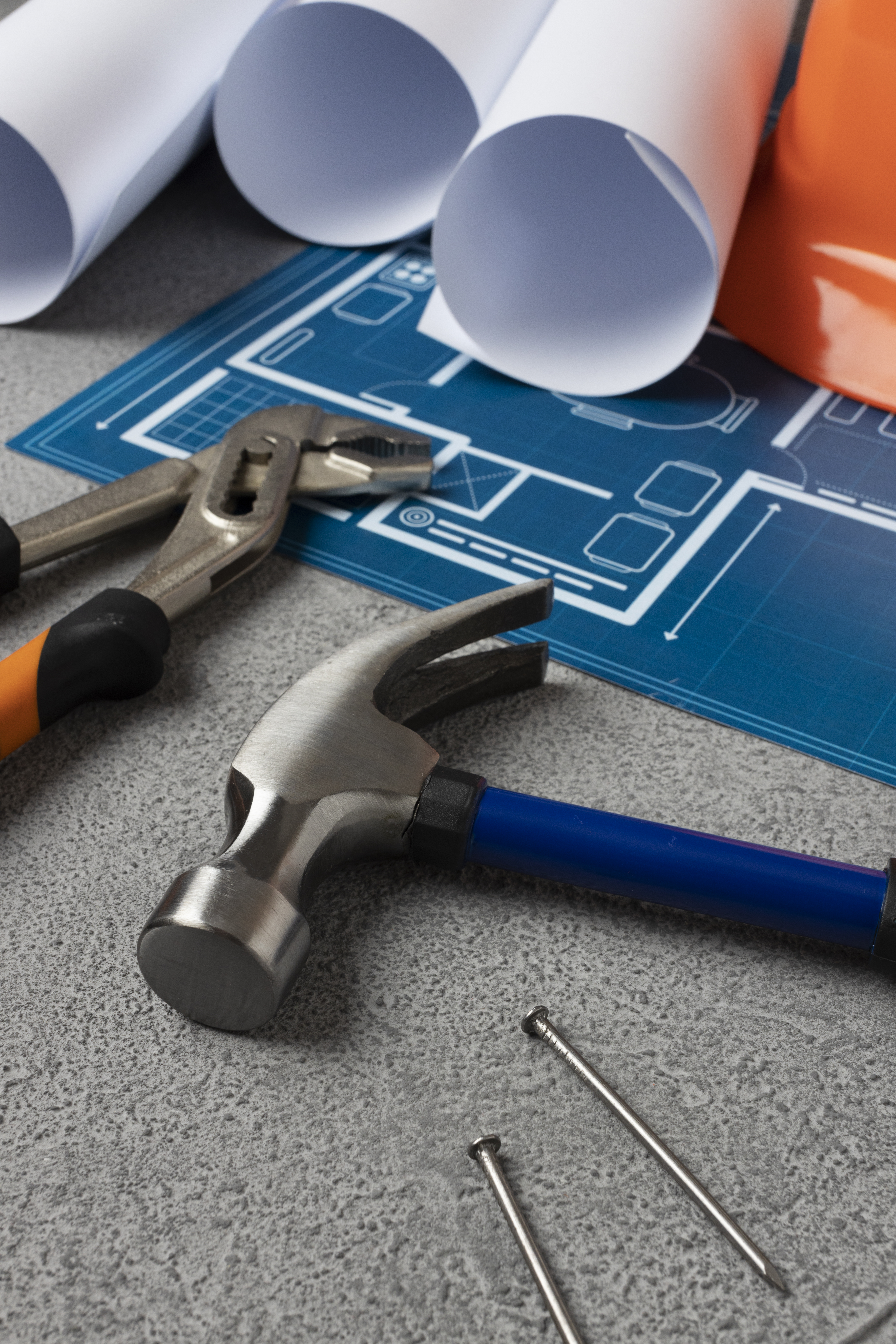 view-steel-hammer-with-other-construction-elements-tools